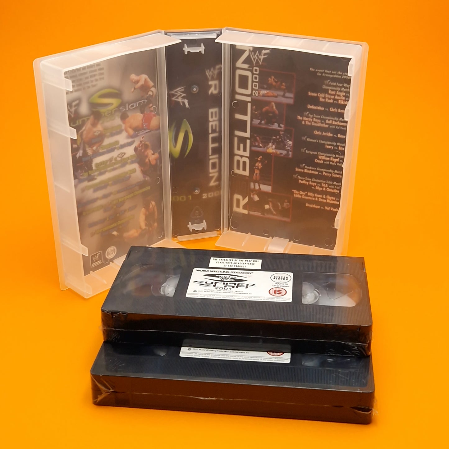 VHS Video ☆ WWF Summerslam 2001/ Rebellion 2000 SEALED UK Tape Cassette ☆ Silver Vision Vintage 15