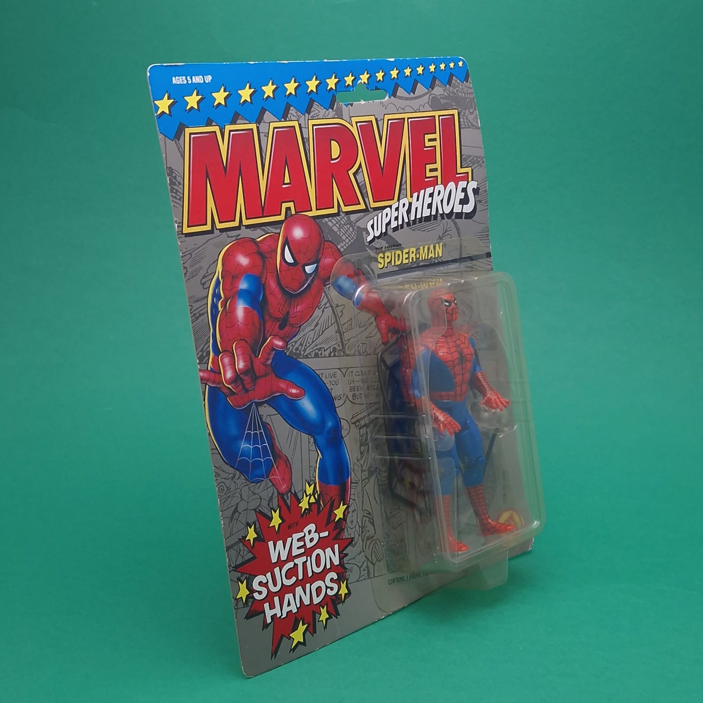 MARVEL SUPER HEROES ☆ WEB-SUCTION HANDS SPIDER-MAN 1st Edition Figure ☆ Original MOC Sealed Carded Toybiz 90s
