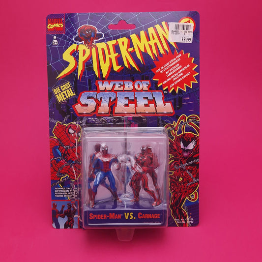 SPIDER-MAN WEB OF STEEL ☆ VS CARNAGE MARVEL Figure ☆ Diecast Metal Vintage Toybiz 90s
