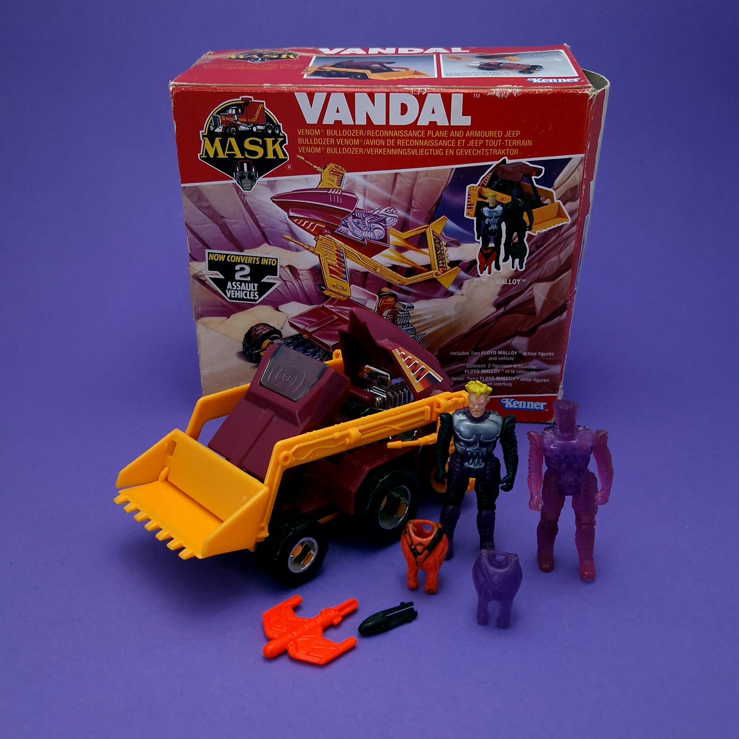 M.A.S.K ☆ VANDAL Split Seconds Floyd Malloy ☆ BOXED Near Complete Vintage MASK Kenner 80s