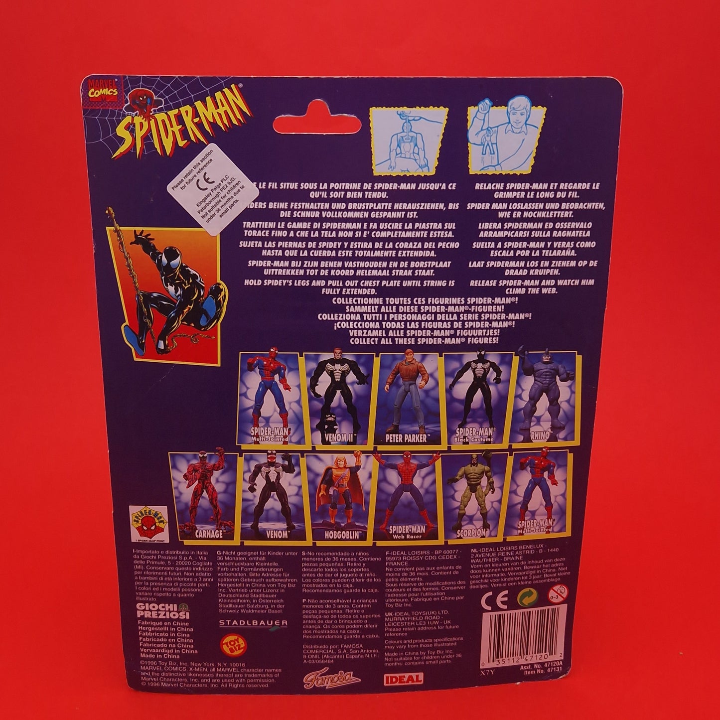 SPIDER-MAN ANIMATED SERIES ☆ BLACK COSTUME SPIDERMAN Action Figure ☆ Marvel Toybiz 90s Vintage