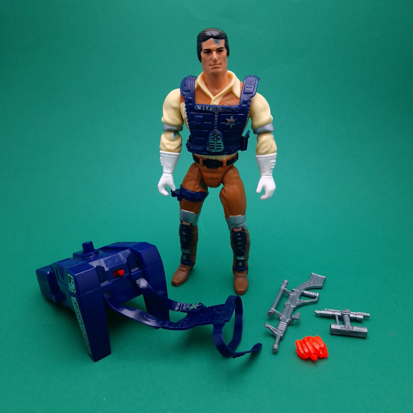 BRAVESTARR ☆ Bravestarr & LASER FIRE BACKPACK Figure ☆ Vintage Mattel Original 80s Loose