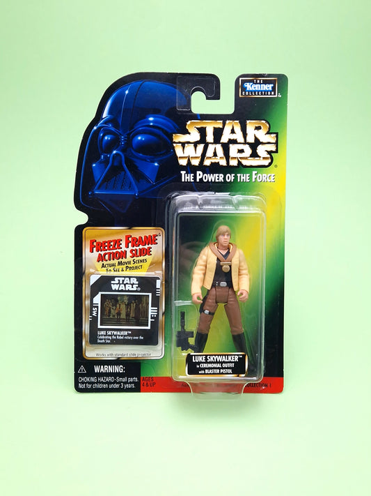 STAR WARS POTF ☆LUKE SKYWALKER CEREMONIAL OUTFIT FREEZE FRAME Figure ☆ MOC Sealed Carded Kenner Power of the Force