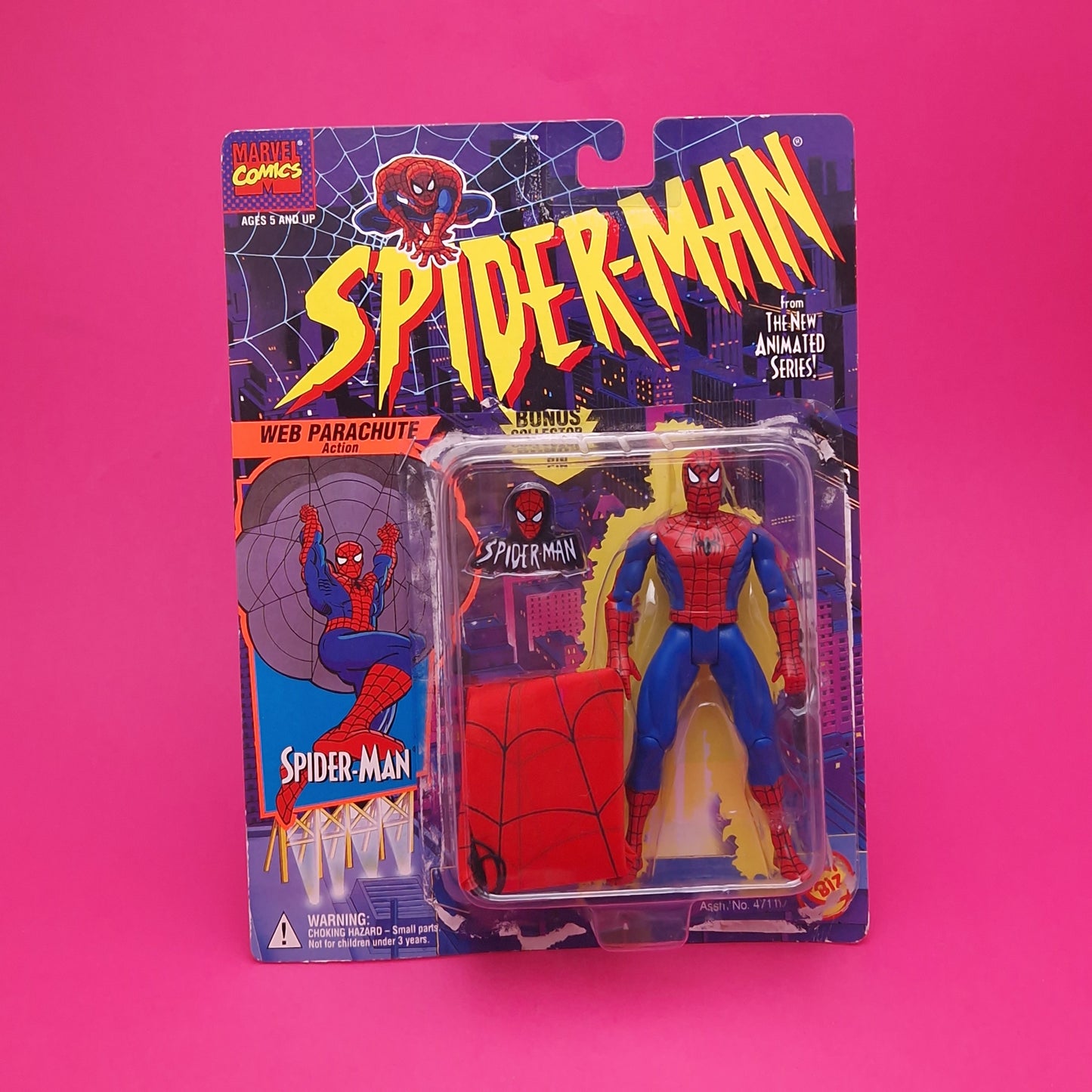 SPIDER-MAN ANIMATED SERIES ☆ WEB PARACHUTE Action Figure ☆ Marvel Loose Toybiz 90s