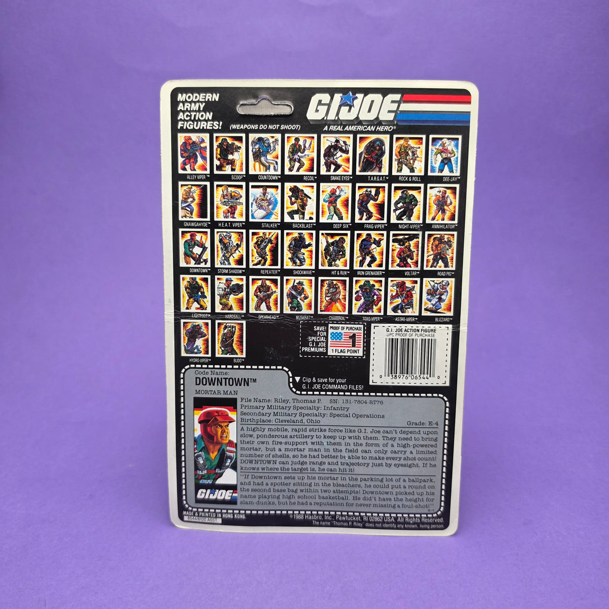 G.I. JOE ☆ DOWNTOWN Figure Complete ☆ Action Force Hasbro 1989 Card