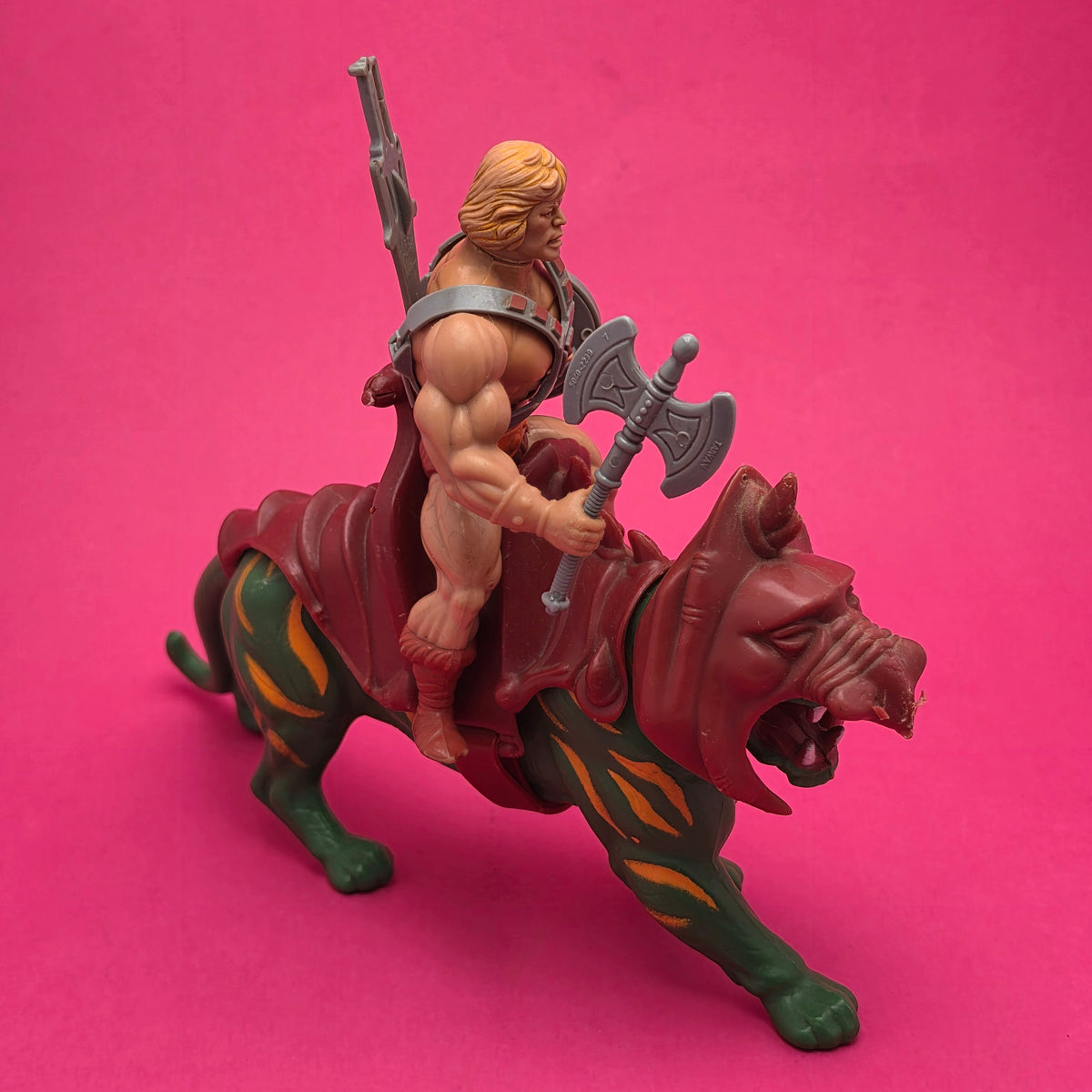 MASTERS OF THE UNIVERSE ☆ HE-MAN & BATTLE CAT Complete Vintage Figure ☆ MOTU 80s Mattel