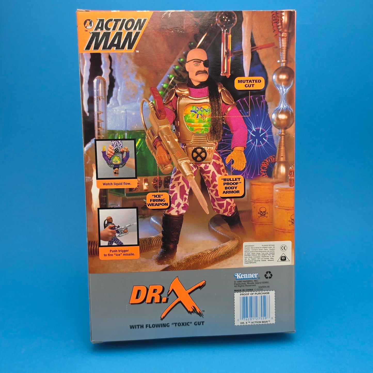 ACTION MAN ☆ DR X TOXIC GUT Action Figure Doll ☆ 1996 Vintage Kenner Boxed 90's SEALED