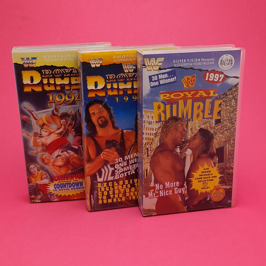 VHS Video ☆ WWF ROYAL RUMBLE 94 95 97 UK Tape Cassette ☆ Silver Vision Vintage PG