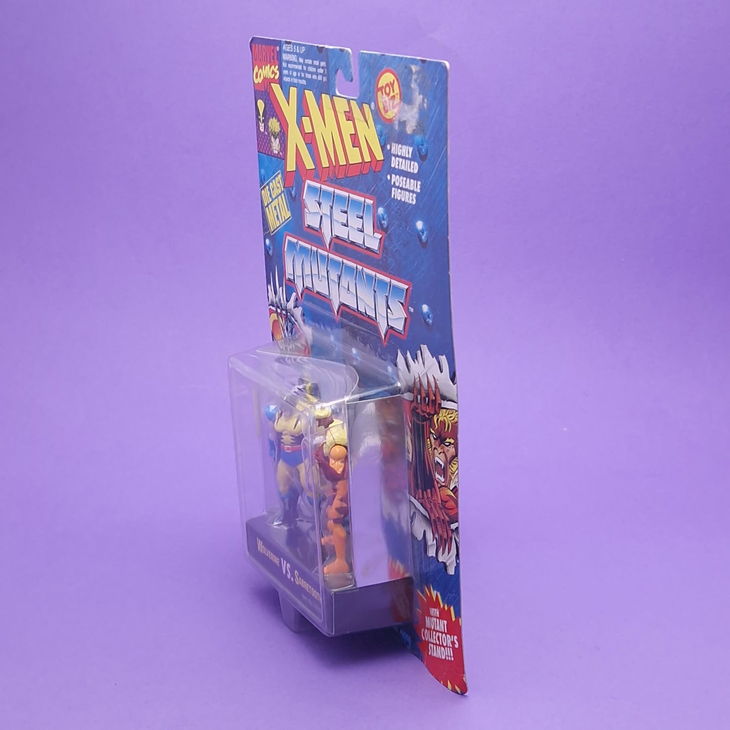 X-MEN STEEL MUTANTS ☆ WOLVERINE Vs SABRETOOTH MARVEL Figure ☆ Diecast Metal Vintage Carded Toybiz 90s