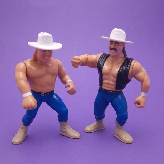 WWF HASBRO ☆ SMOKING GUNNS BILLY & BART GUNN Vintage Wrestling Figure ☆ Green Card Original 90s Series 11