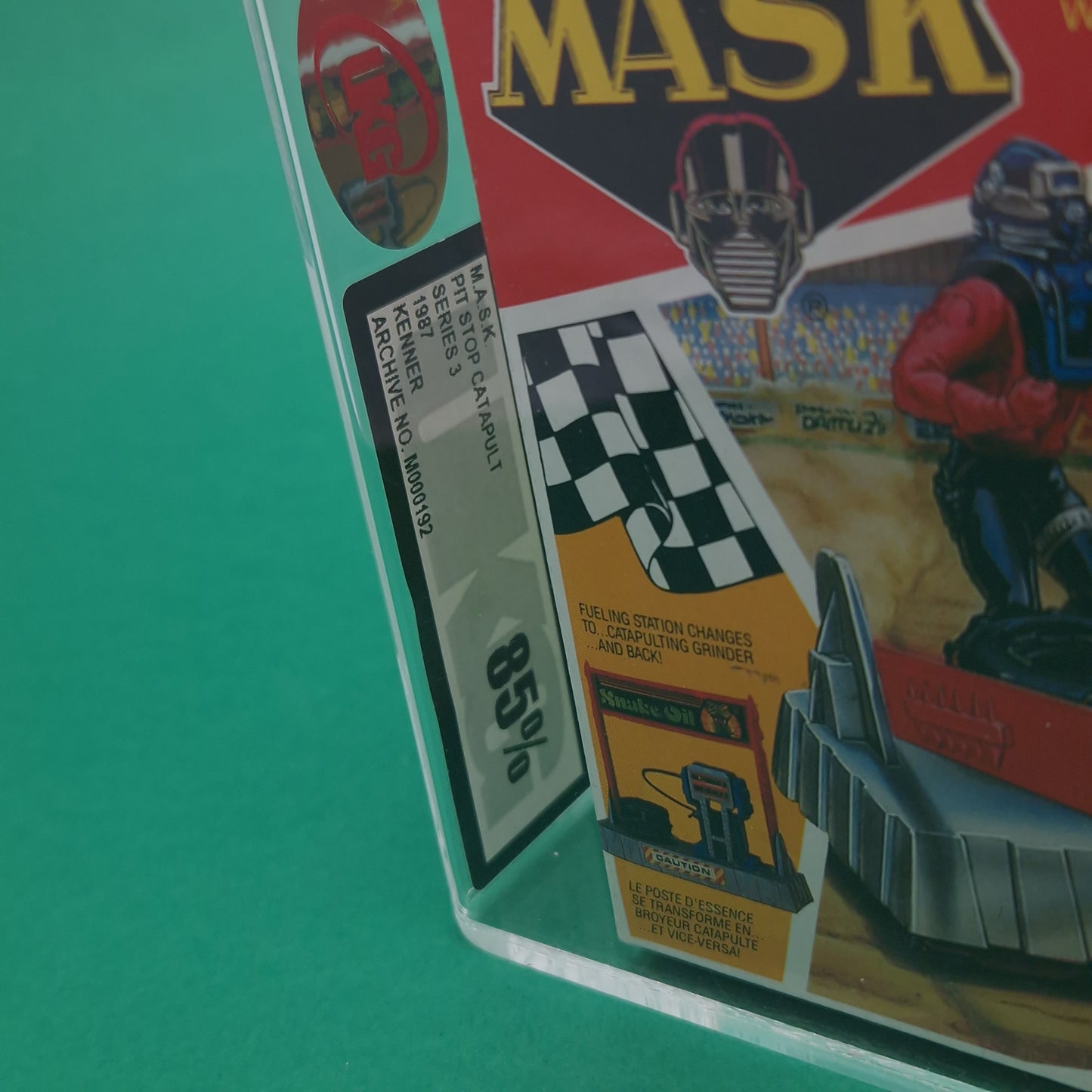 M.A.S.K ☆ PIT STOP CATAPULT Sly Rax Figure GRADED UKG 85 Vehicle ☆ Sealed Boxed 80s Kenner MASK Vintage