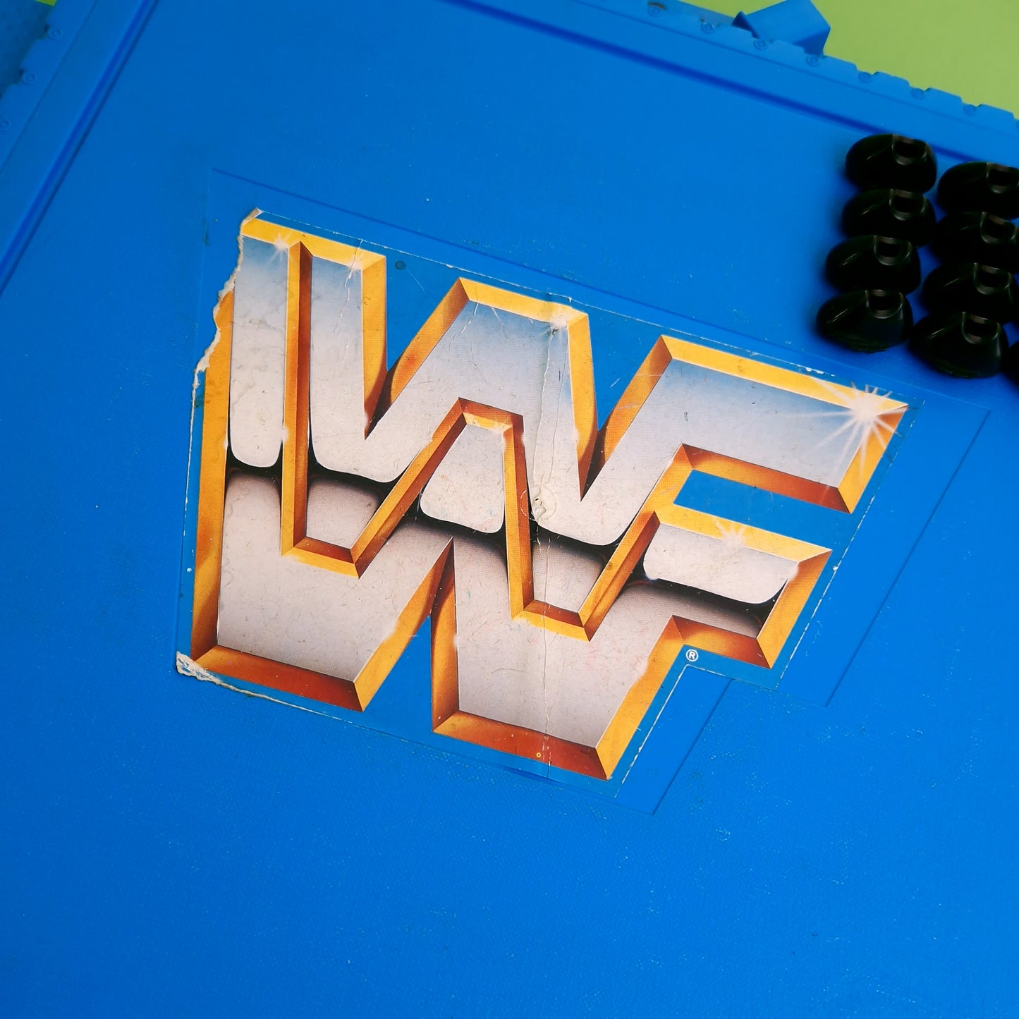 WWF HASBRO ☆ Square Black Turnbuckle RING Complete With Flag & RARE On/Off Soundboard Vintage Wrestling ☆ 90s