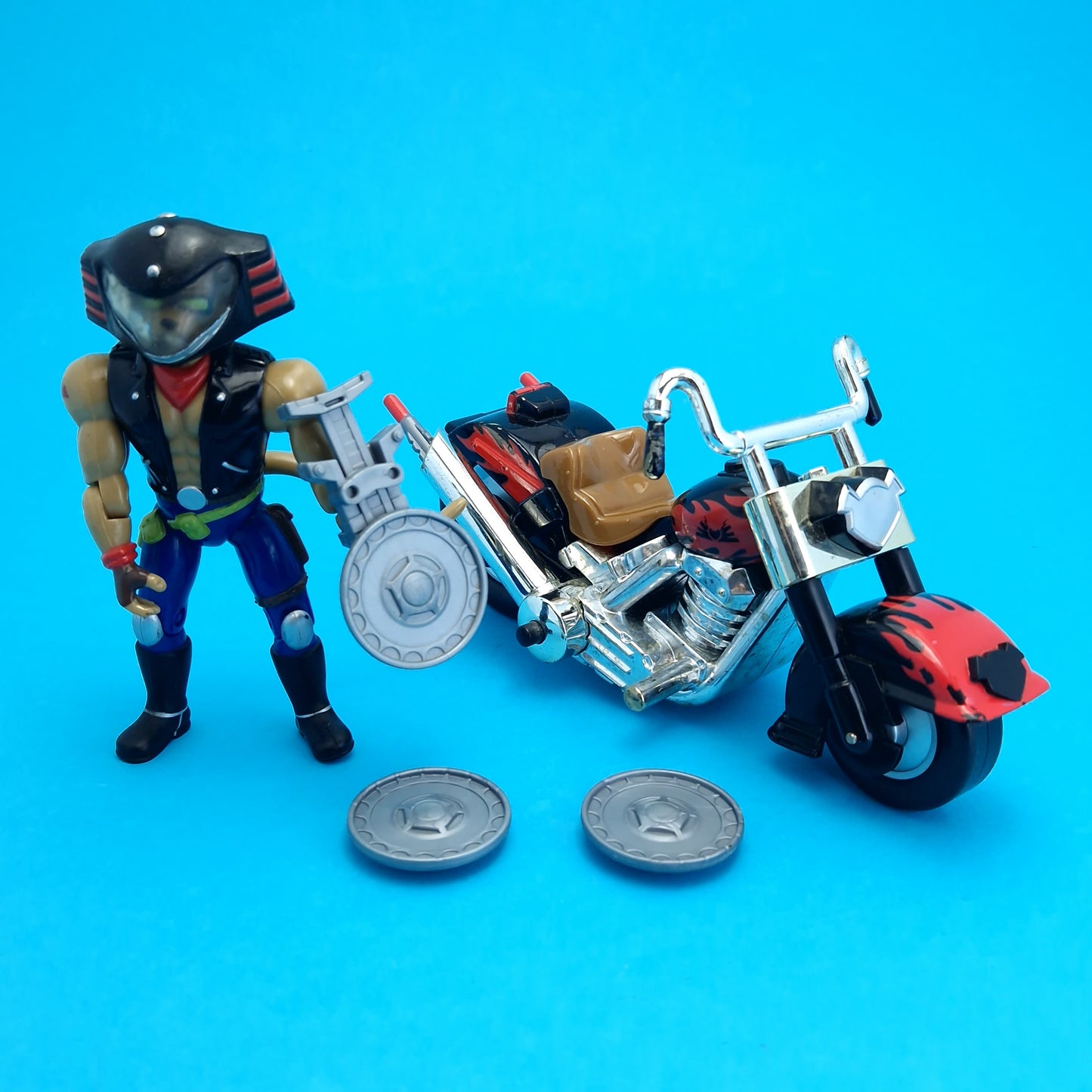 BIKER MICE FROM MARS ☆ THROTTLE & MARTIAN MONSTER BIKE Vintage Figure ☆ 90s Loose BMFM