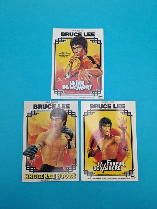 VINTAGE MOVIE ☆ BRUCE LEE French Poster Postcards Set x3 ☆ Loose