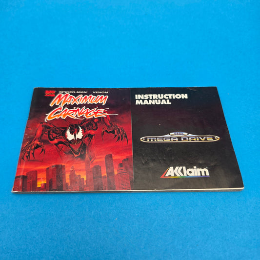 SEGA MEGA DRIVE ☆ MAXIMUM CARNAGE MANUAL Only ☆ Vintage Retro