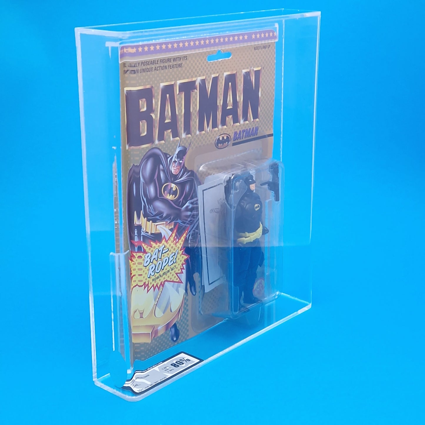 BATMAN 89☆ Vintage DC SUPER HEROES GRADED 80% Figure ☆ Keaton Head Carded Sealed Original Toybiz 1989