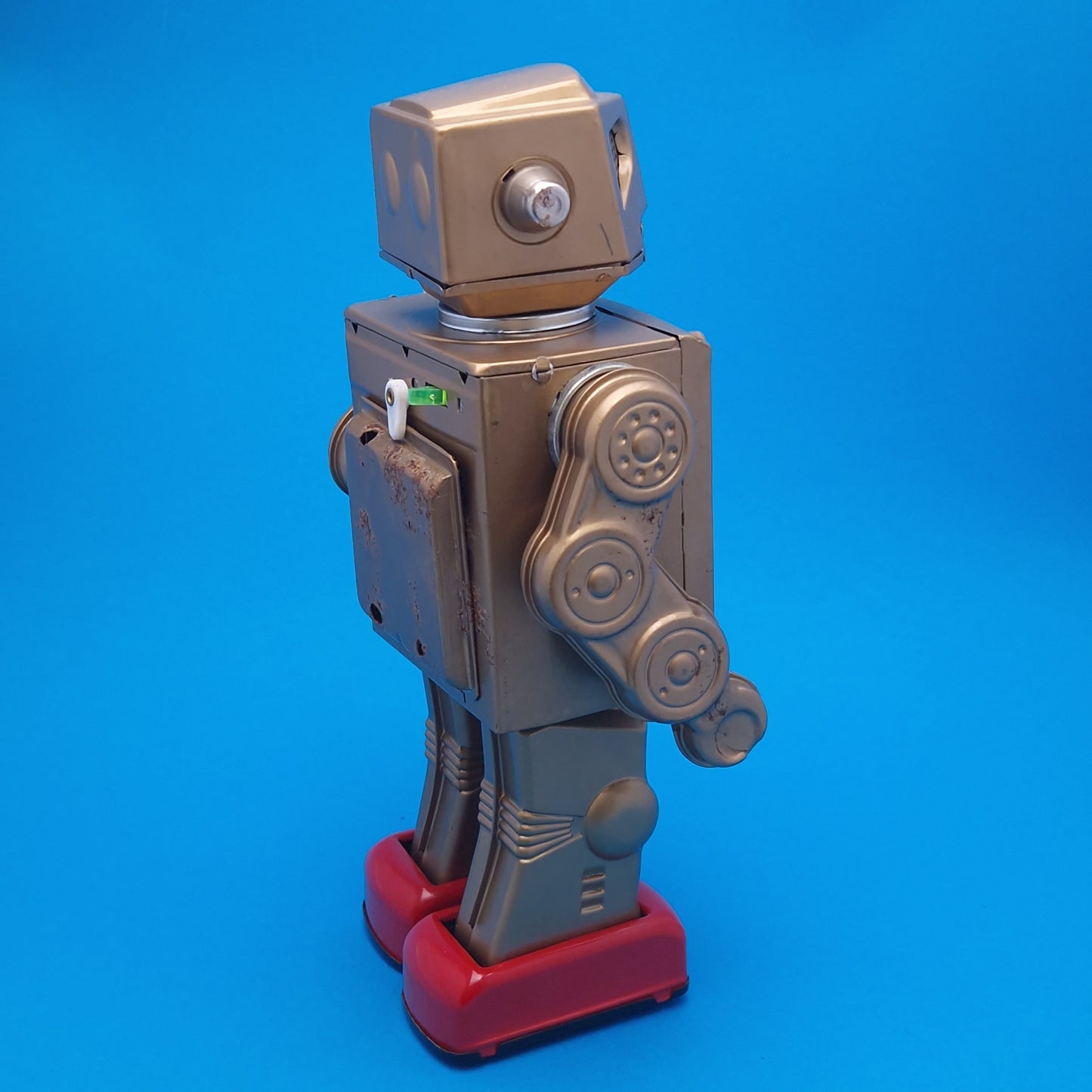 HORIKAWA JAPAN ☆ ATTACKING MARTIAN ROBOT Tin Battery Operated GOLD Space Figure ☆ Vintage BOXED Original 1960s