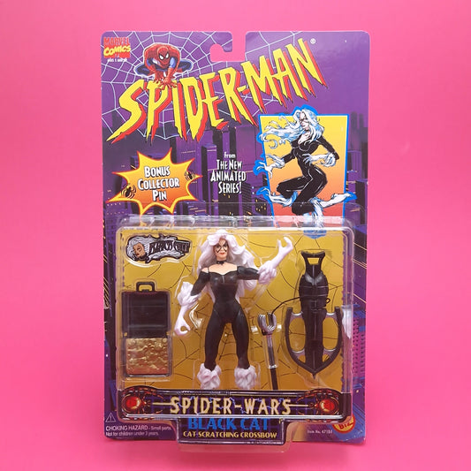 SPIDER-MAN ANIMATED SERIES ☆ BLACK CAT Spider Wars Figure Marvel ☆ Carded Toybiz 90s