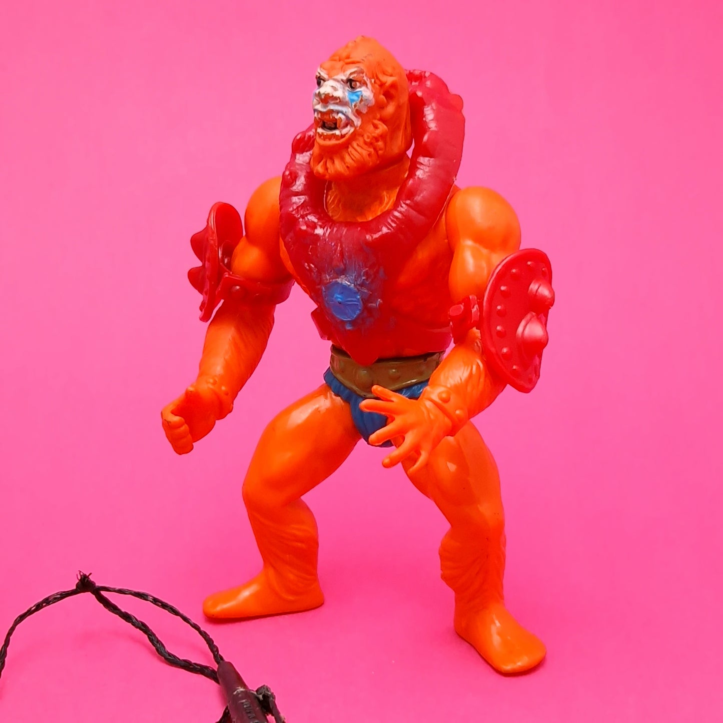 MASTERS OF THE UNIVERSE ☆ BEAST MAN RED YELLOW Vintage Figure ☆ MOTU Loose 80s Mattel Original