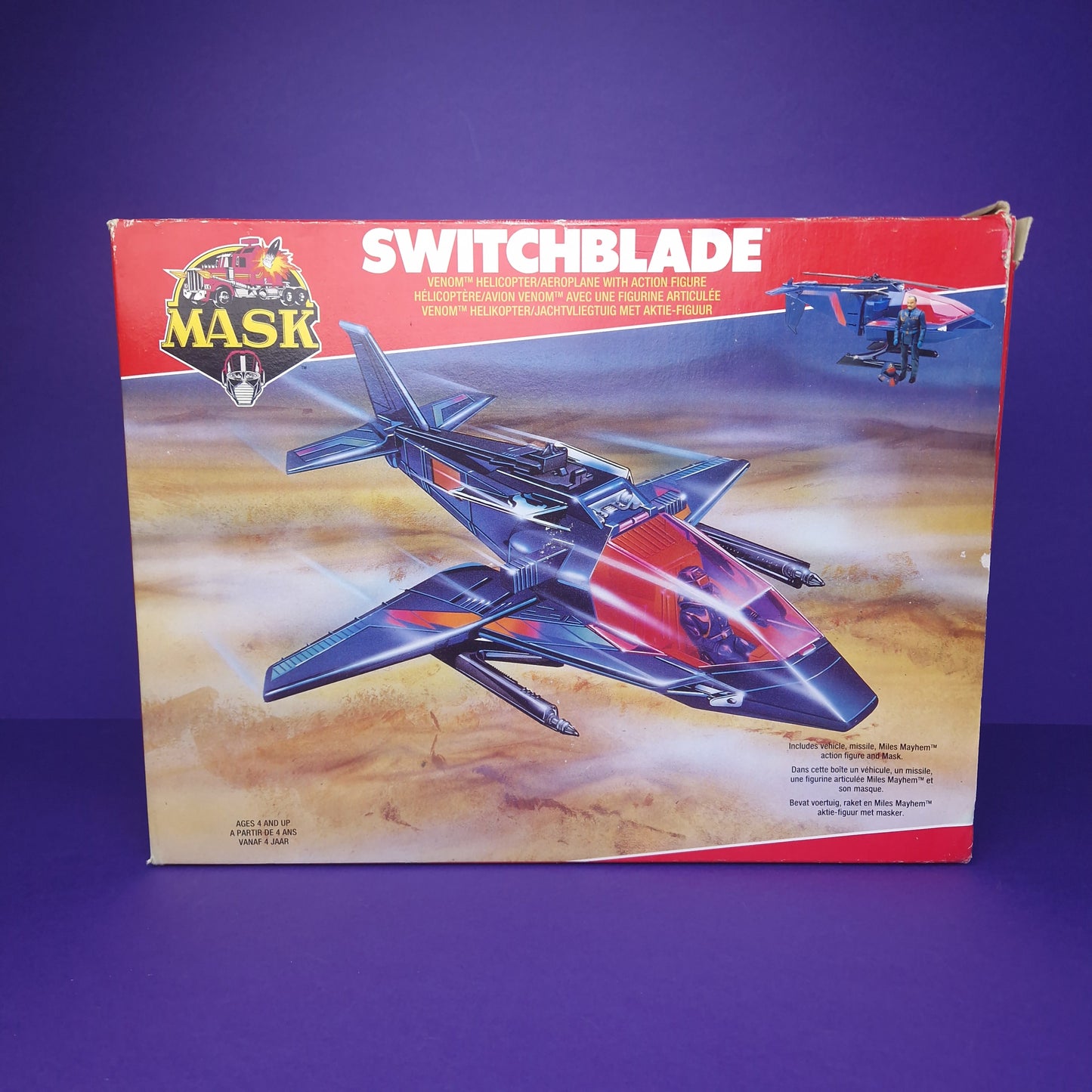 M.A.S.K ☆ SWITCHBLADE Miles Mayhem ☆ BOXED COMPLETE Vintage MASK Kenner 80s Euro Box