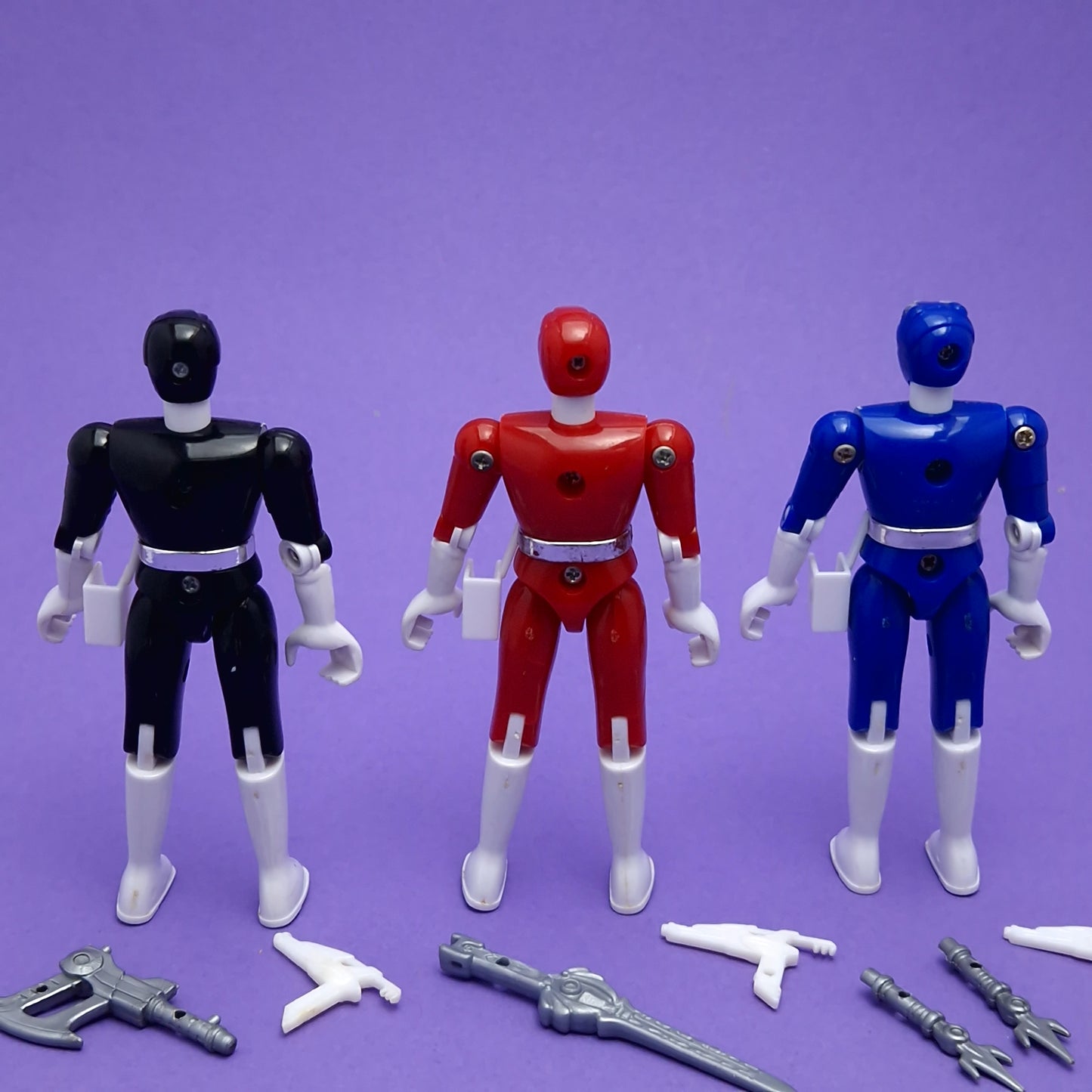 POWER RANGERS MMPR ☆ BLACK BLUE RED Rangers Figures Complete ☆ Vintage Bandai 90s