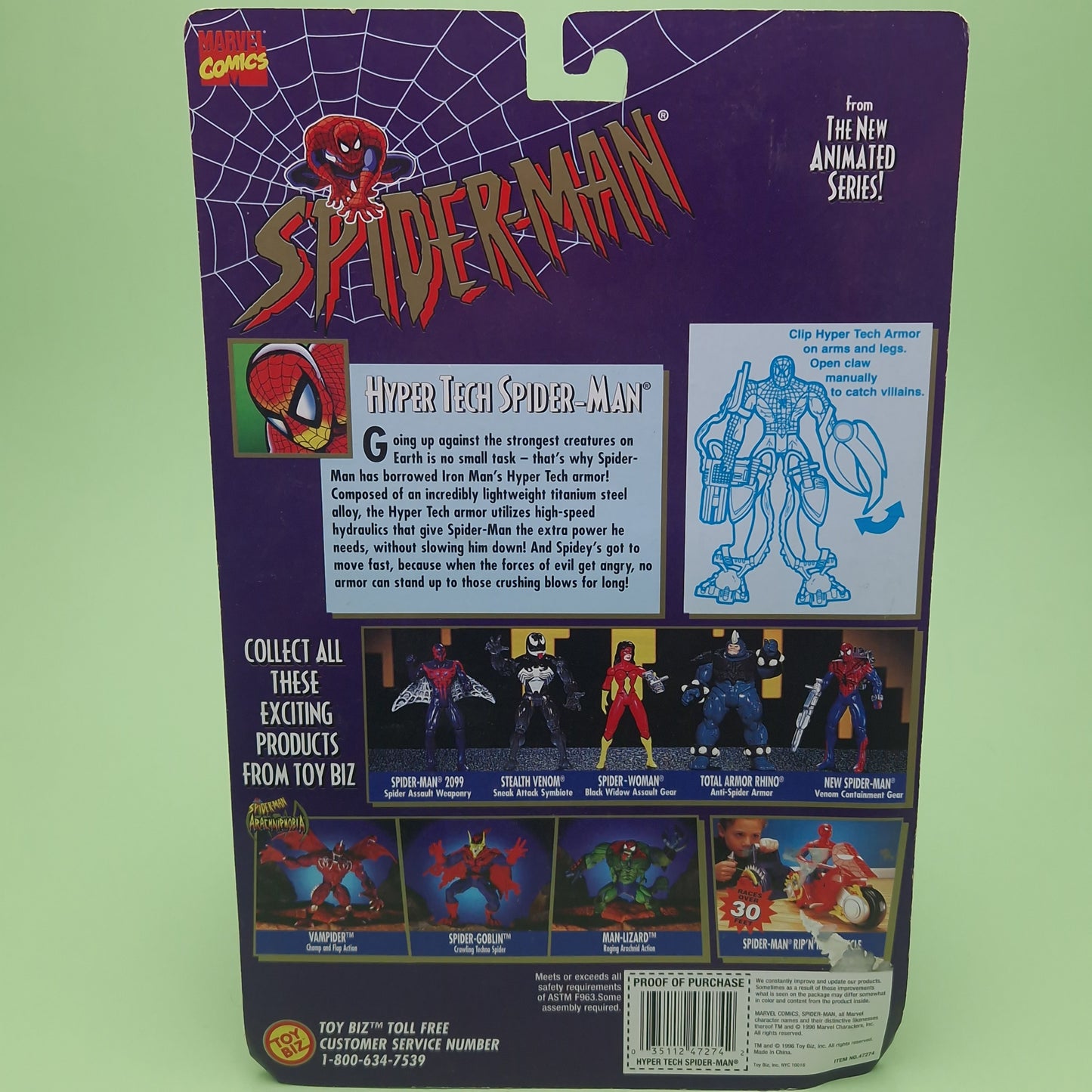 SPIDER-MAN ANIMATED SERIES ☆ TECHNO-WARS HYPER TECH Action Figure ☆ Marvel Toybiz 90s Vintage