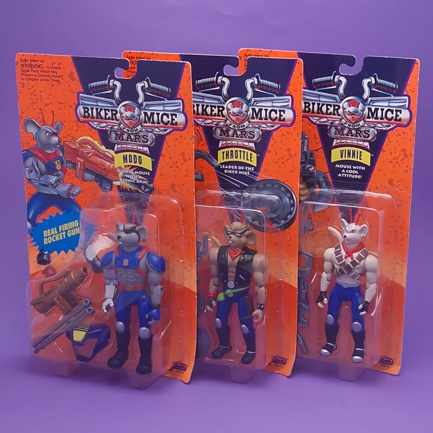 BIKER MICE FROM MARS ☆ THROTTLE VINNIE MODO Carded Action Figure ☆ Sealed Vintage 90s