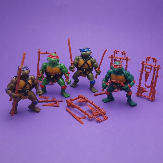 TEENAGE MUTANT NINJA TURTLES ☆ TMNT LEO RAPH MIKE DON Set of 4 Vintage Figures ☆ Loose 80's
