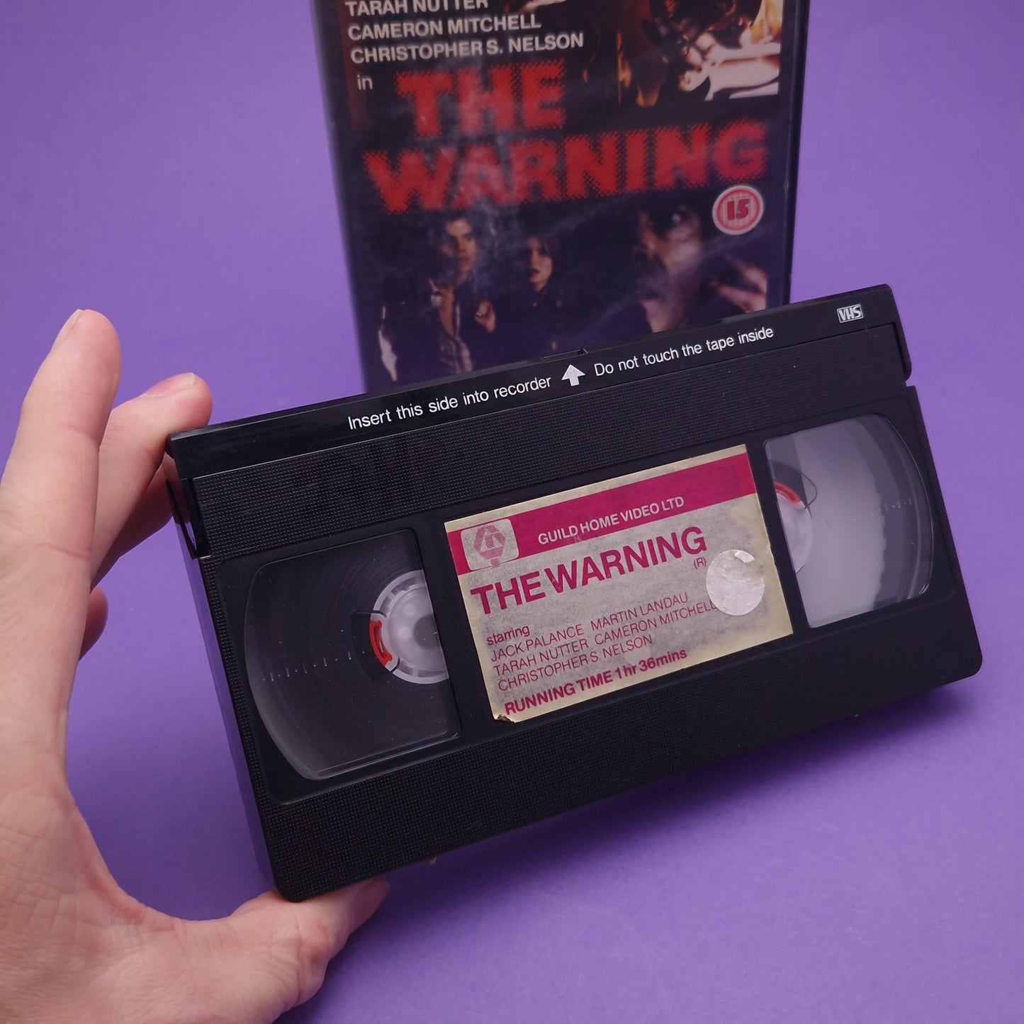 VHS Video ☆ THE WARNING ☆ 80s Big Box Ex Rental Pre Cert Variant Sleeve Vintage GUILD