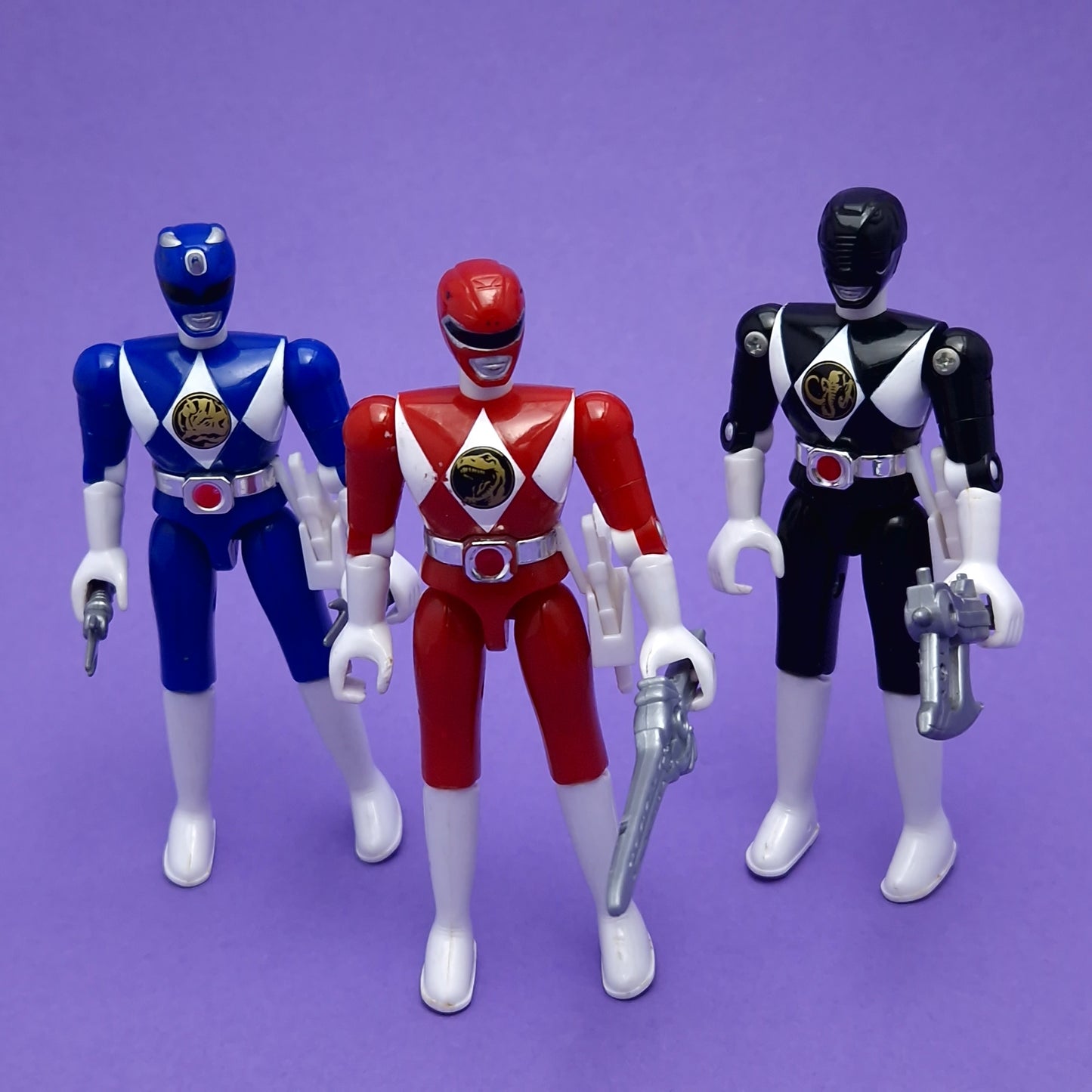 POWER RANGERS MMPR ☆ BLACK BLUE RED Rangers Figures Complete ☆ Vintage Bandai 90s