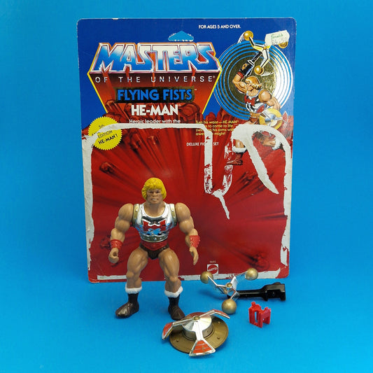 MASTERS OF THE UNIVERSE ☆ FLYING FISTS HE-MAN Vintage Figure ☆ MOTU Complete 80s Mattel Original