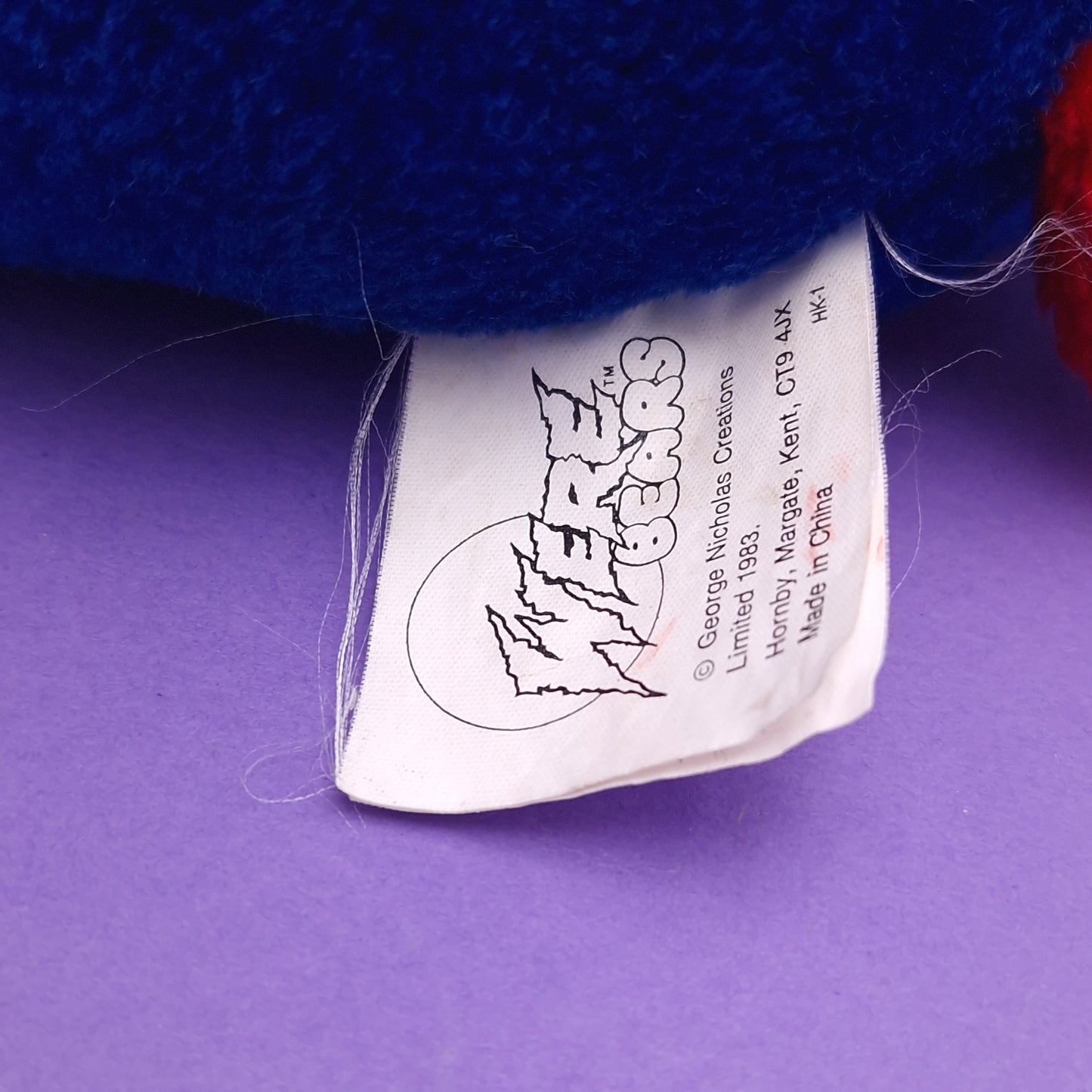 WERE BEARS ☆ FANG Red Blue Plush ☆ Vintage Teddy Bear HORNBY 80s Werebears