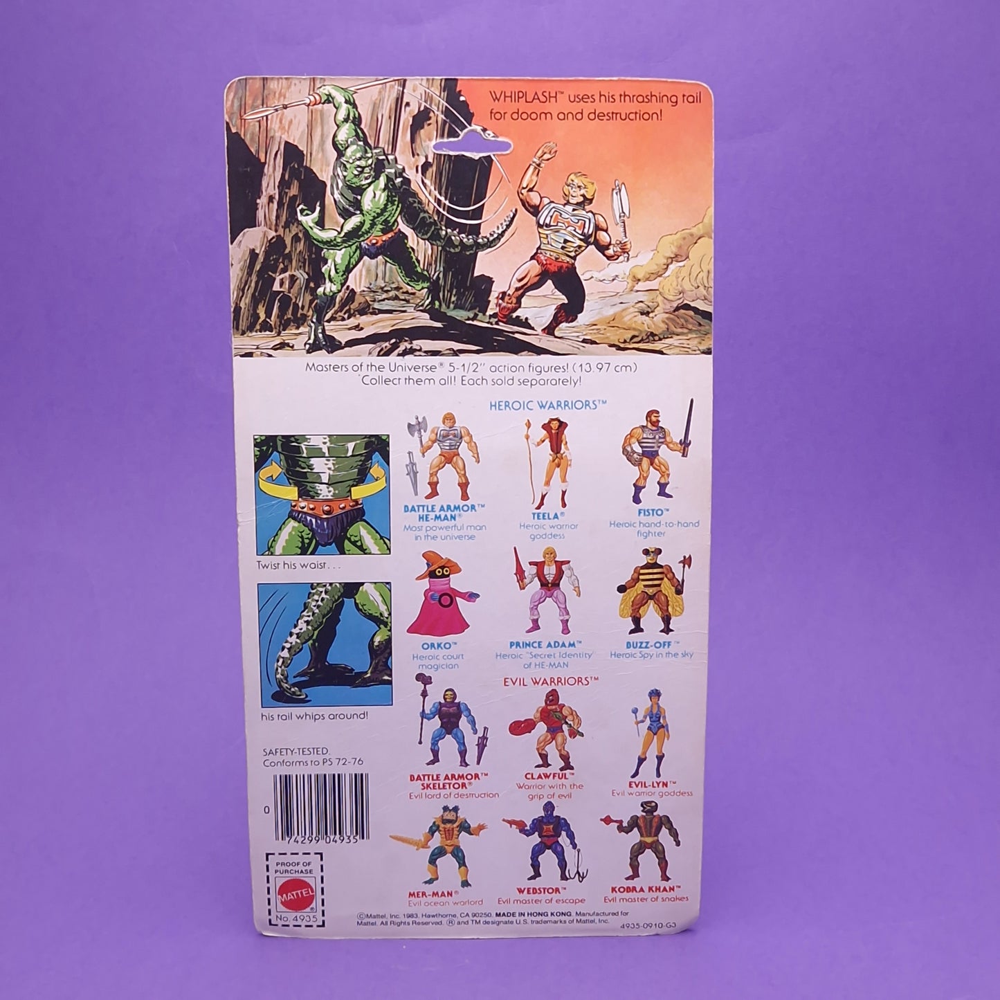 MASTERS OF THE UNIVERSE ☆ WHIPLASH Vintage Figure ☆ MOTU Loose 80s Mattel