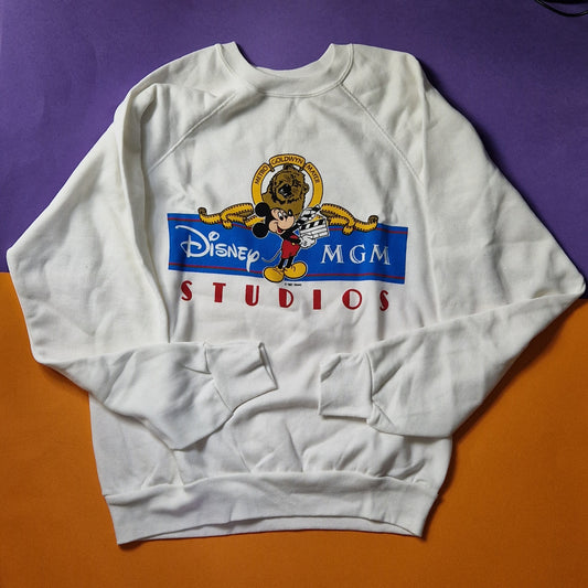 DISNEY ☆ MGM STUDIOS White SWEATSHIRT Theme Park Mickey Mouse XL ☆ Vintage Original