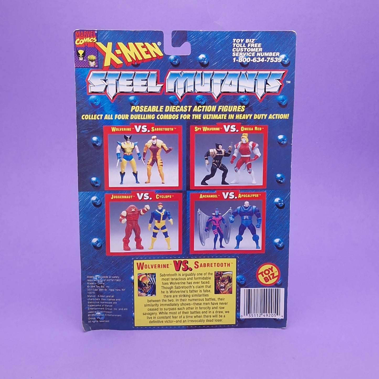 X-MEN STEEL MUTANTS ☆ WOLVERINE Vs SABRETOOTH MARVEL Figure ☆ Diecast Metal Vintage Carded Toybiz 90s