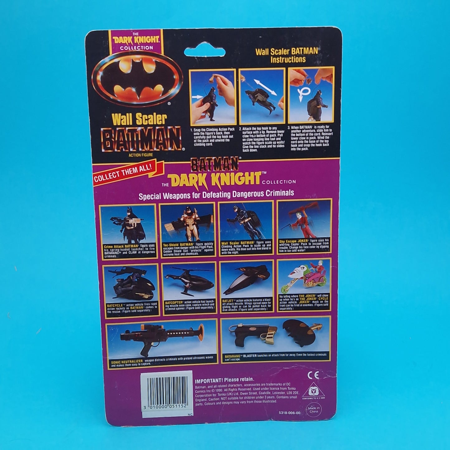 DARK KNIGHT COLLECTION ☆ WALL SCALER Figure ☆ Original 90s Carded Kenner