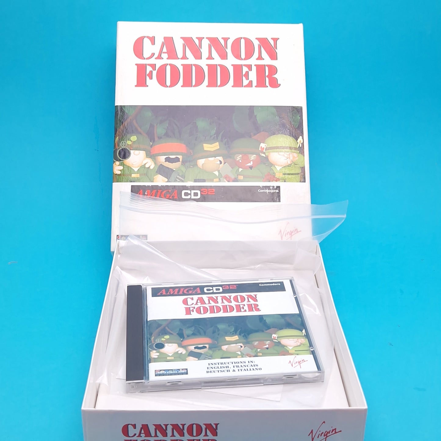 AMIGA CD32 ☆ CANNON FODDER ☆ BIG BOX BOXED Vintage Retro Game Commodore 90s