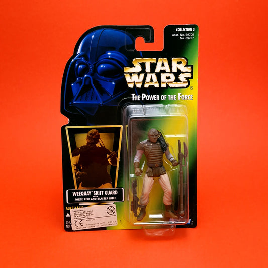 STAR WARS POTF ☆ WEEQUAY SKIFF GUARD Figure ☆ holo MOC Sealed Carded Kenner Power of the Force