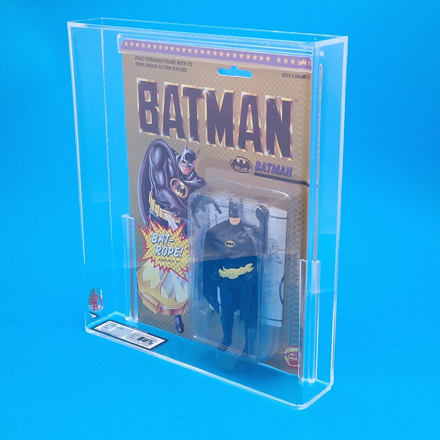 BATMAN 89☆ Vintage DC SUPER HEROES GRADED 80% Figure ☆ Keaton Head Carded Sealed Original Toybiz 1989
