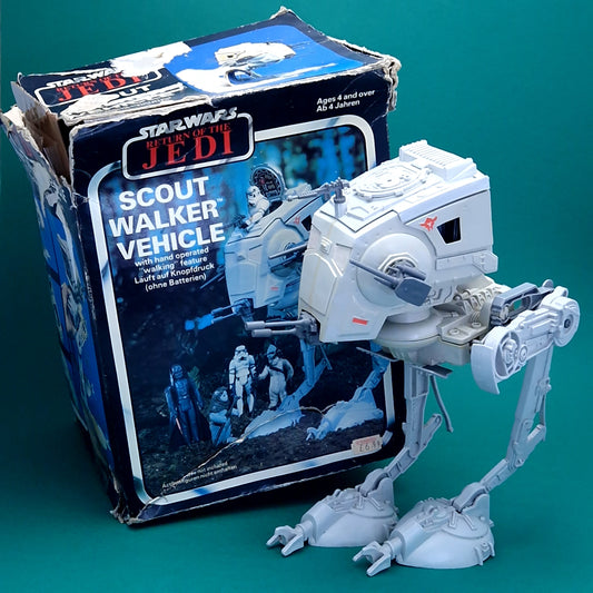 STAR WARS ☆ SCOUT WALKER AT-ST Vintage Action Figure Vehicle ☆ Original 80s Box