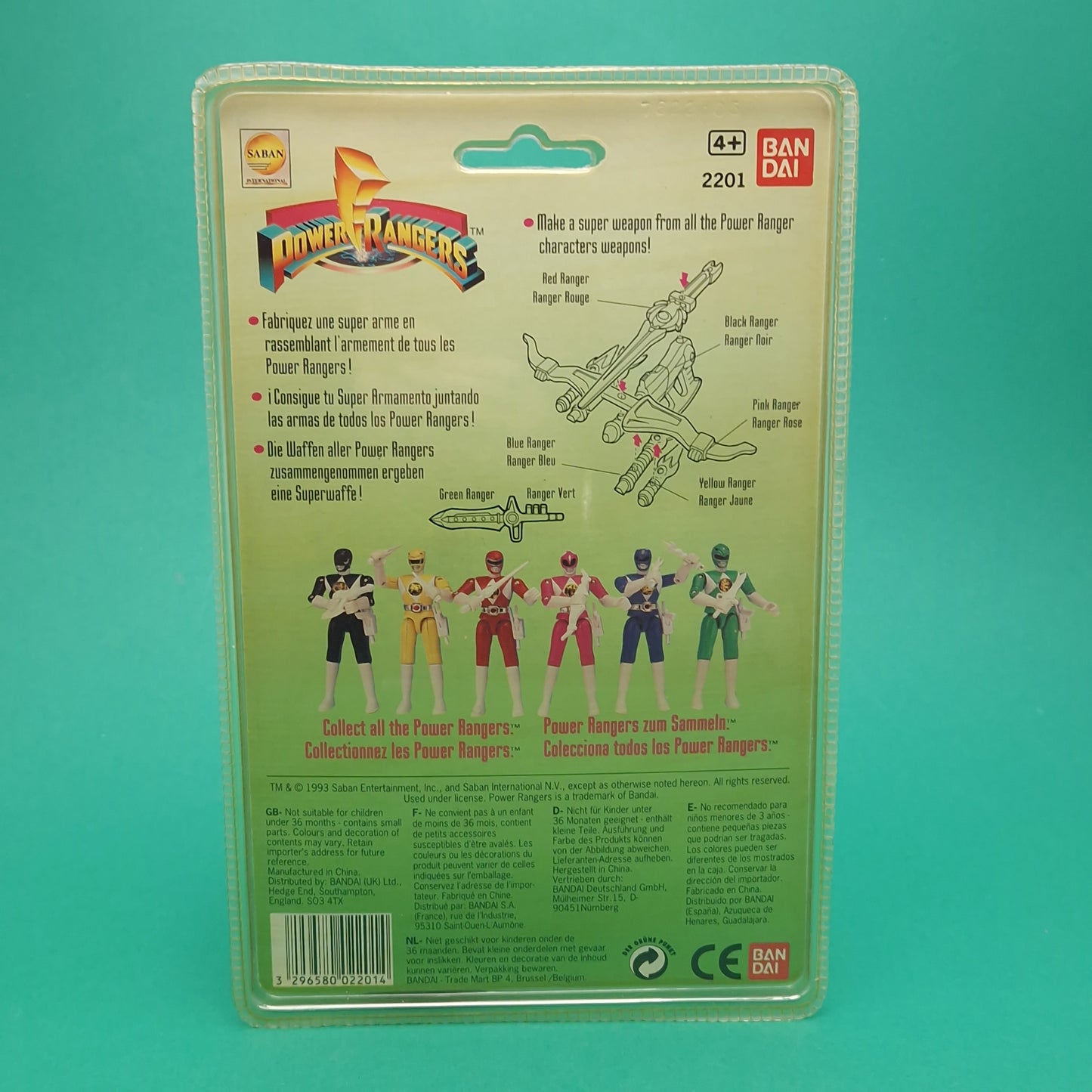 POWER RANGERS MMPR ☆ 4.5 INC GREEN RANGER TOMMY Figure Sealed Vintage 1993 Carded