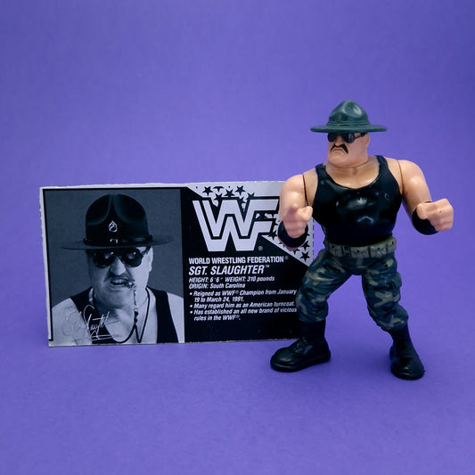 WWF HASBRO SGT SLAUGHTER Vintage Wrestling Figure ☆ Bio Card Original 90s Series 3