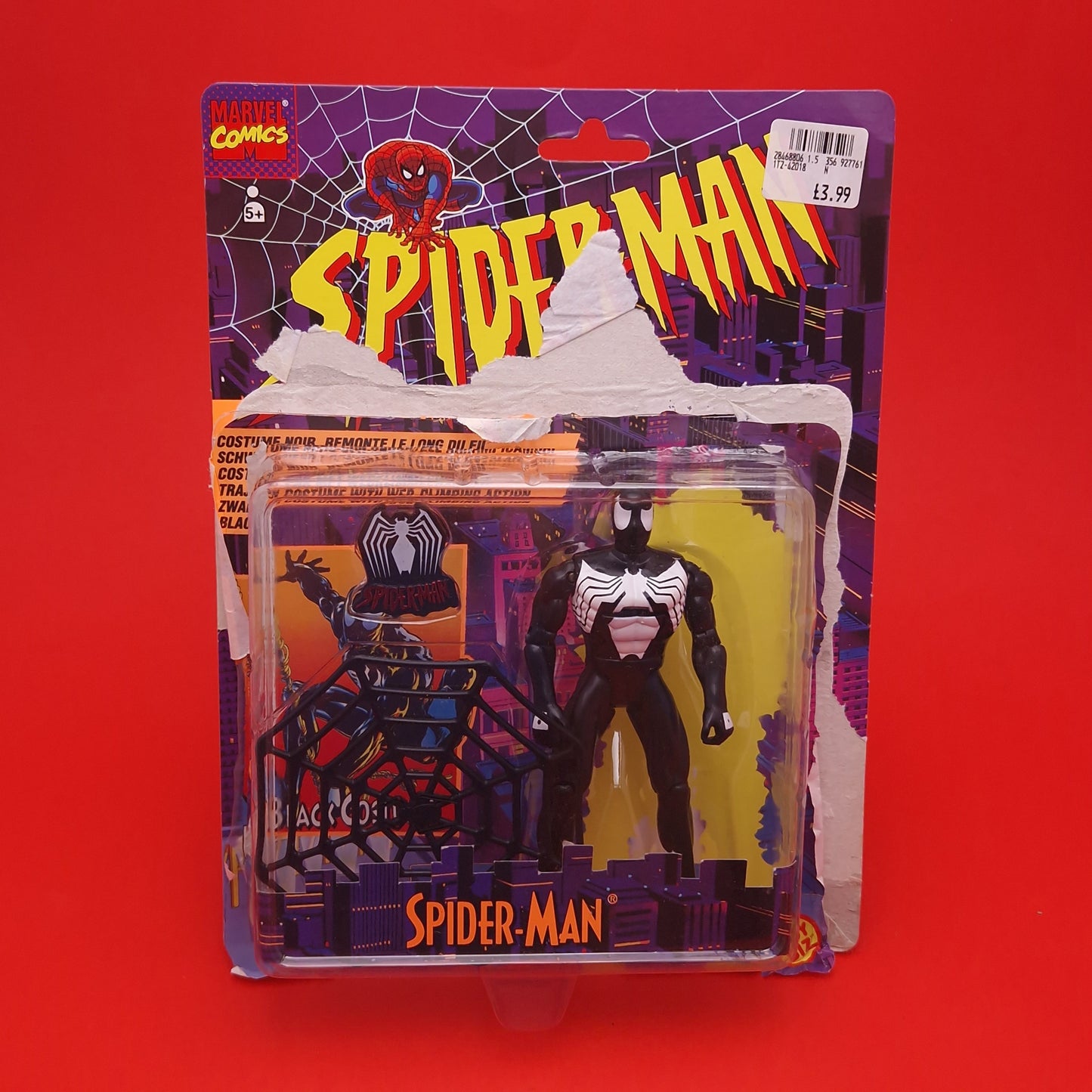 SPIDER-MAN ANIMATED SERIES ☆ BLACK COSTUME SPIDERMAN Action Figure ☆ Marvel Toybiz 90s Vintage
