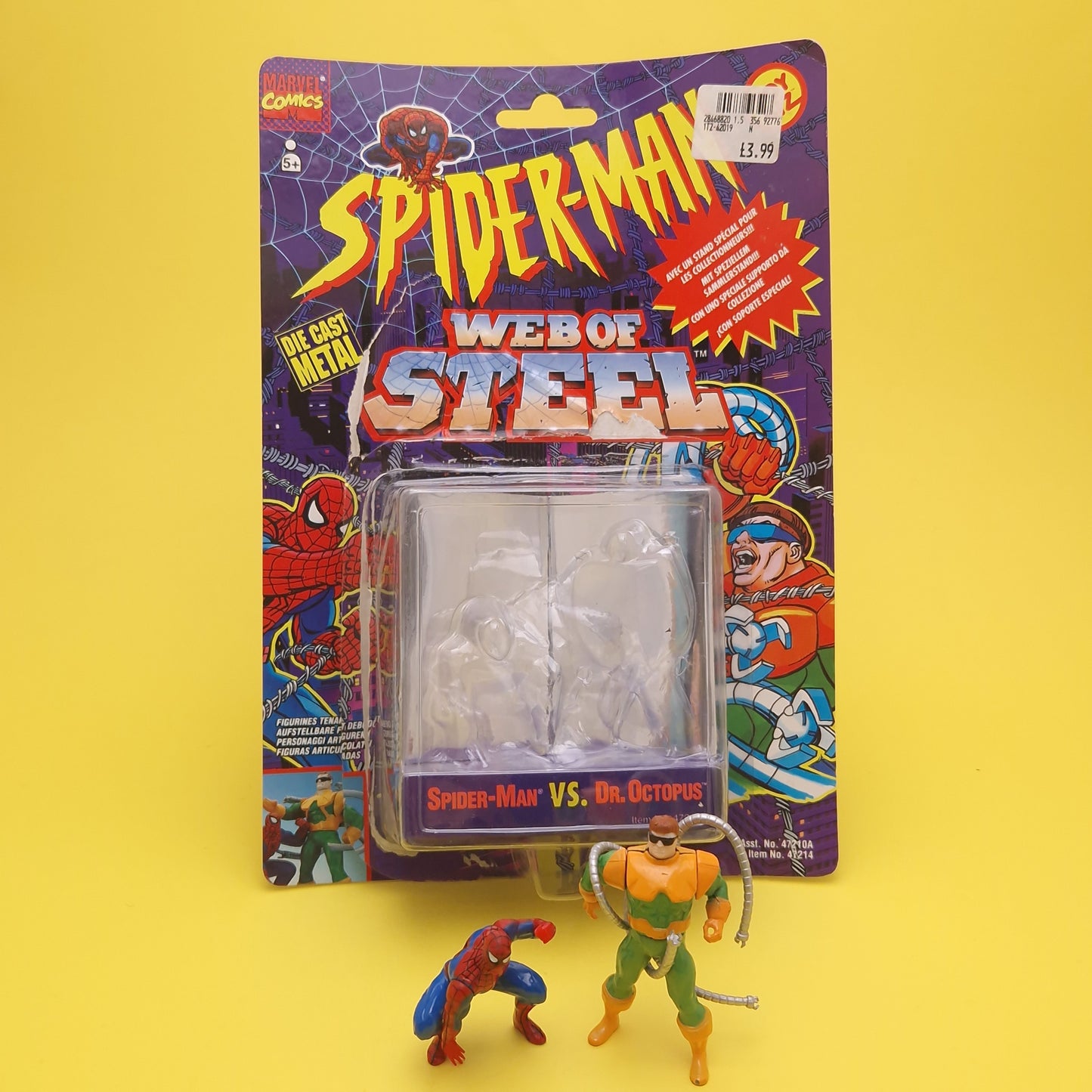 SPIDER-MAN WEB OF STEEL ☆ VS DR. OCTOPUS MARVEL Figure ☆ Diecast Metal Vintage Toybiz 90s