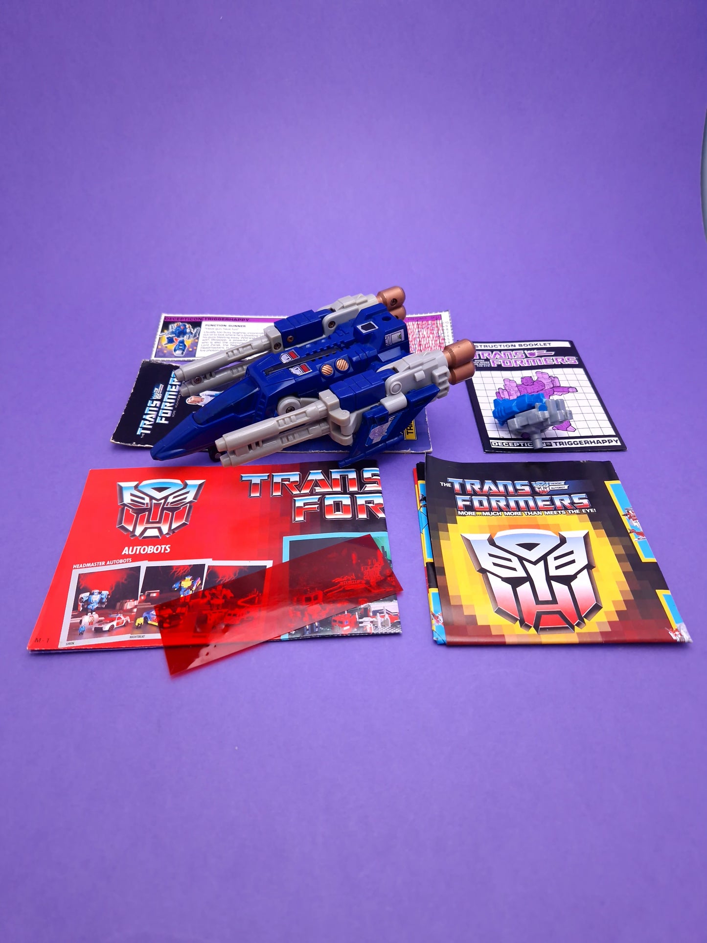 TRANSFORMERS G1 ☆ TARGETMASTER TRIGGER HAPPY & BLOWPIPE Figure ☆ Card Robot Vintage Original 1987