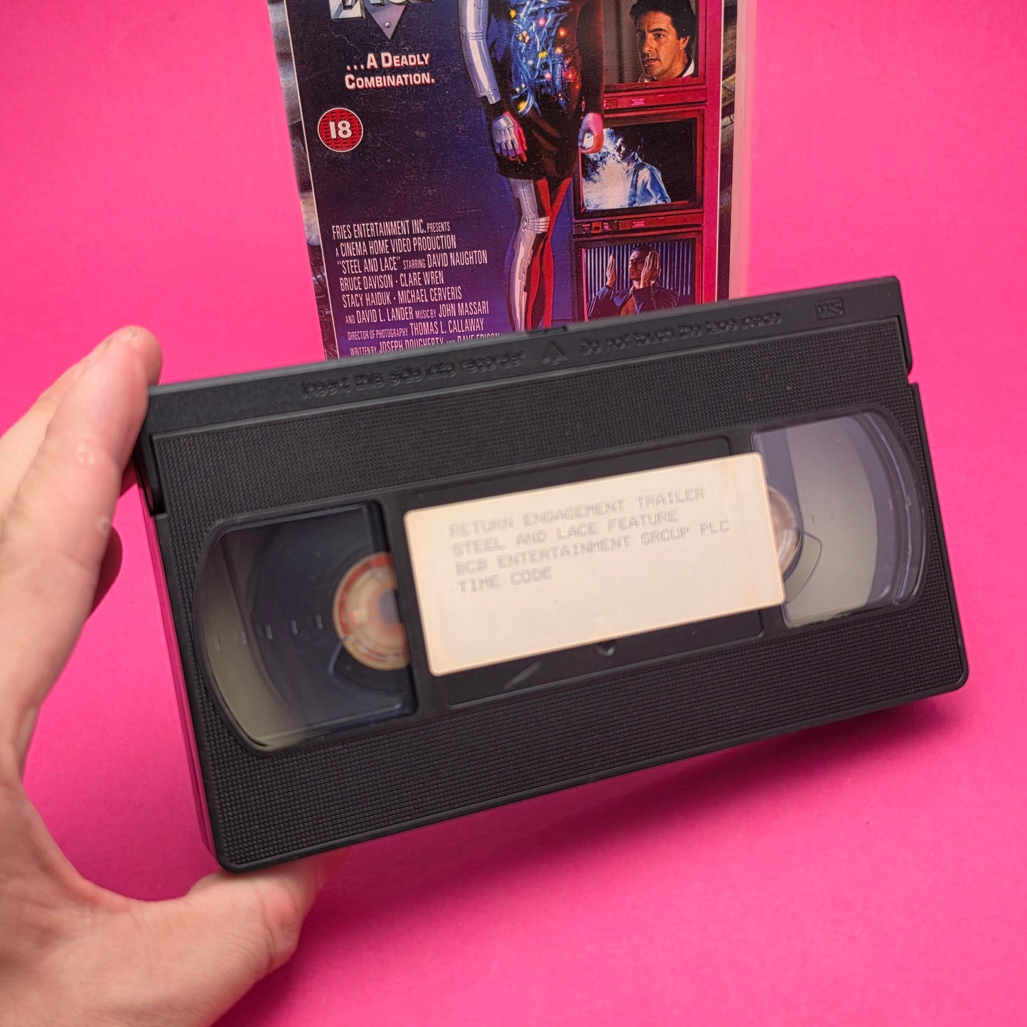 VHS Video ☆ STEEL LACE ☆ 18 Cert Big Box Ex-Rental SCREENER PROMO COPY Vintage Tape