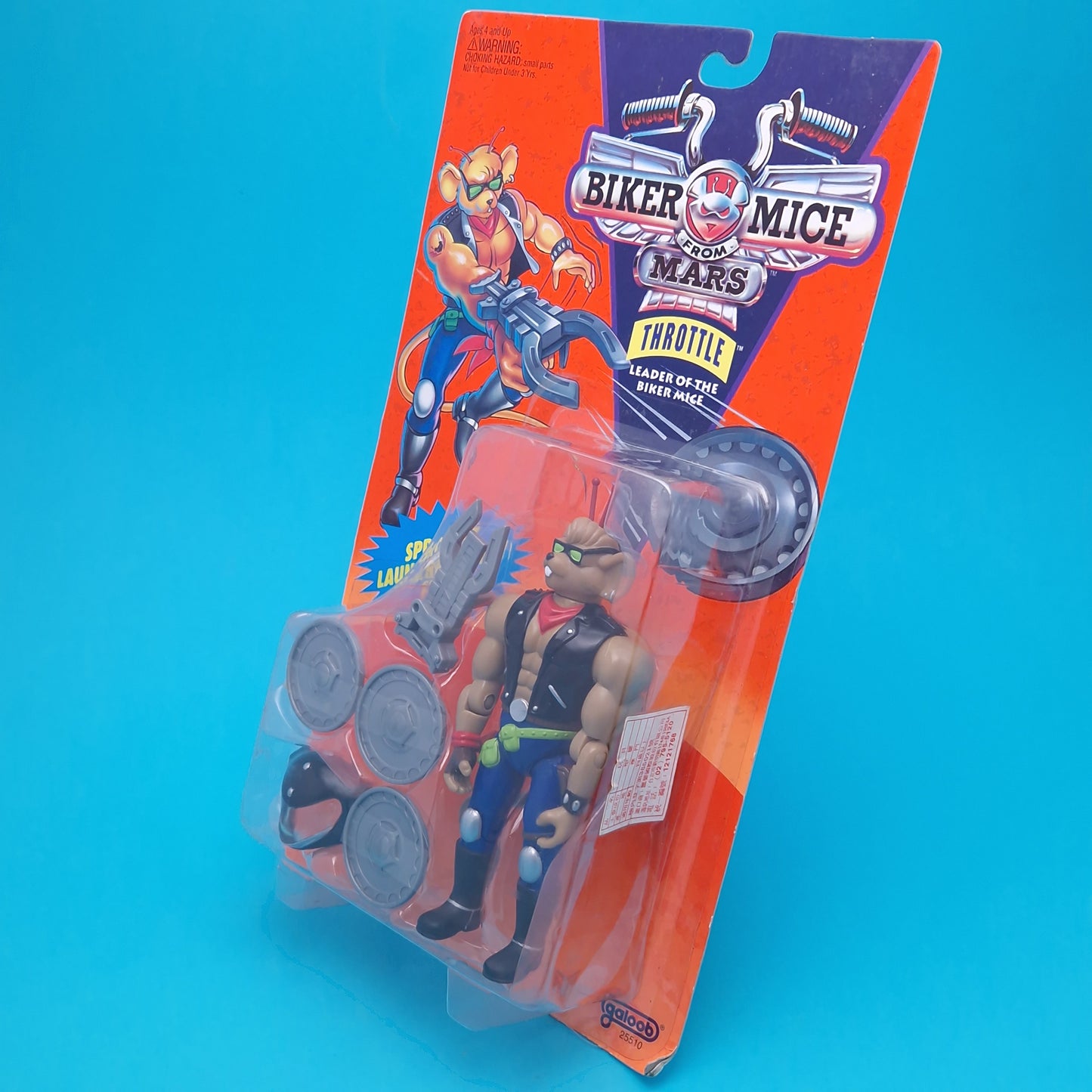 BIKER MICE FROM MARS ☆ THROTTLE Carded Action Figure ☆ Sealed Vintage 90s