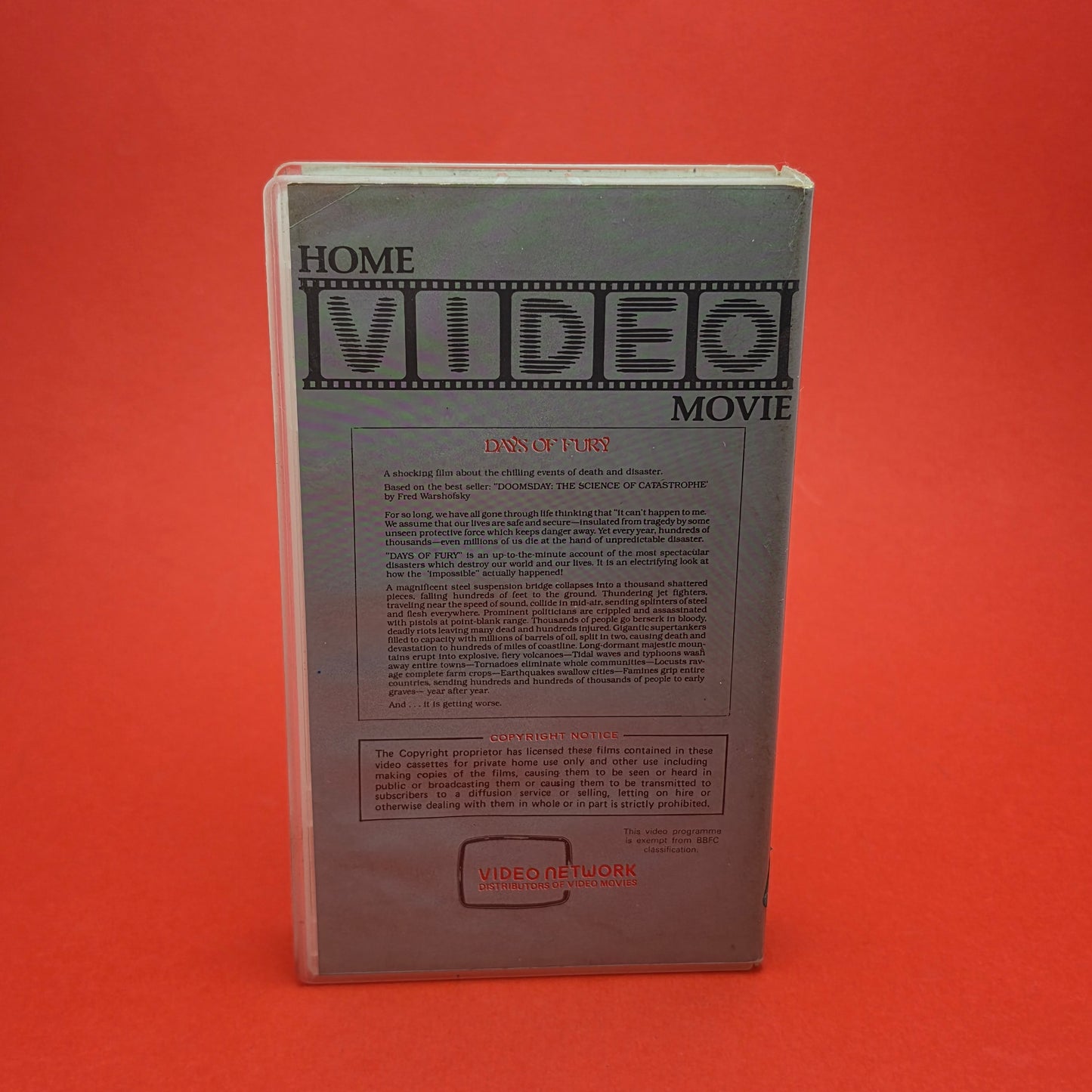 VHS Video ☆ DAYS OF FURY ☆ Pre Cert Vincent Price Vintage Tape