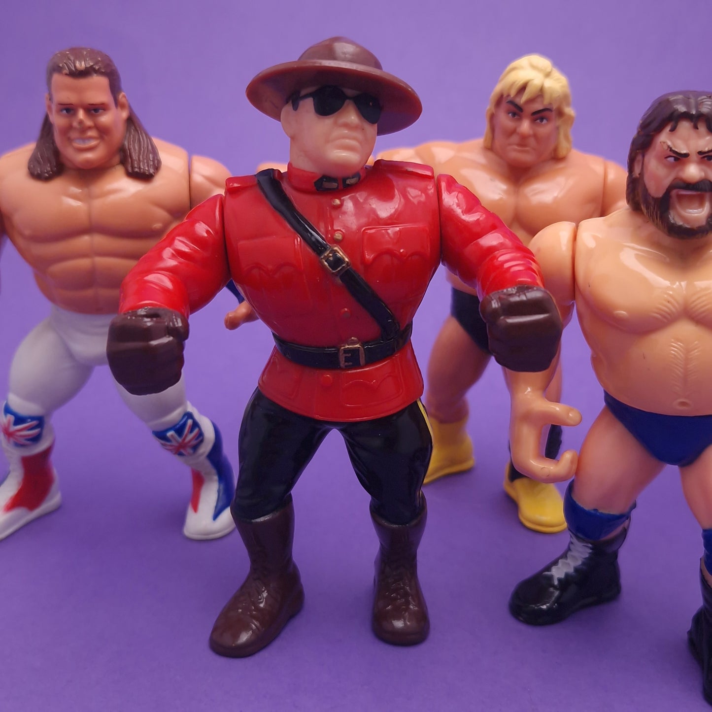 WWF HASBRO ☆ 5x Bundle MOUNTIE BULLDGOG HACKSAW Vintage Wrestling Figure ☆ Original 90s