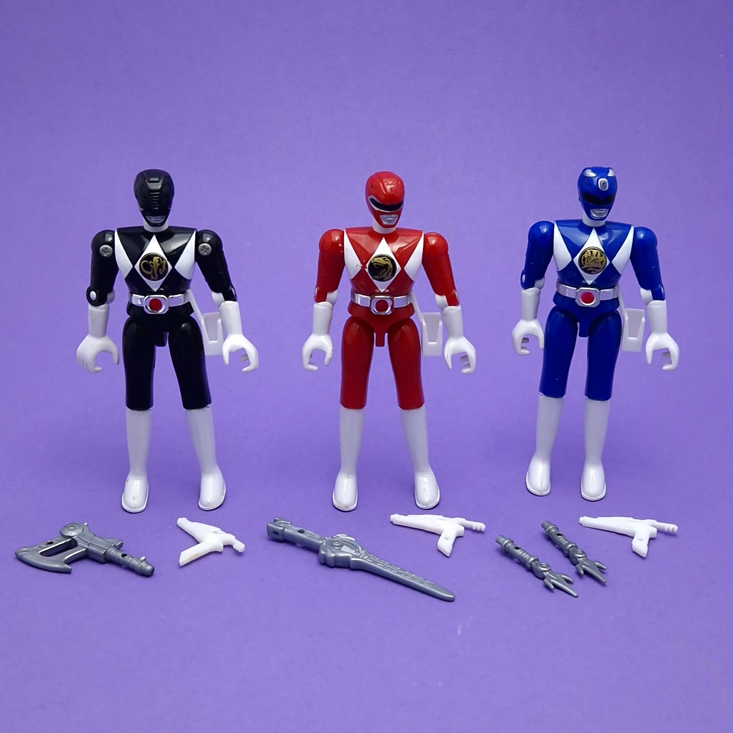 POWER RANGERS MMPR ☆ BLACK BLUE RED Rangers Figures Complete ☆ Vintage Bandai 90s